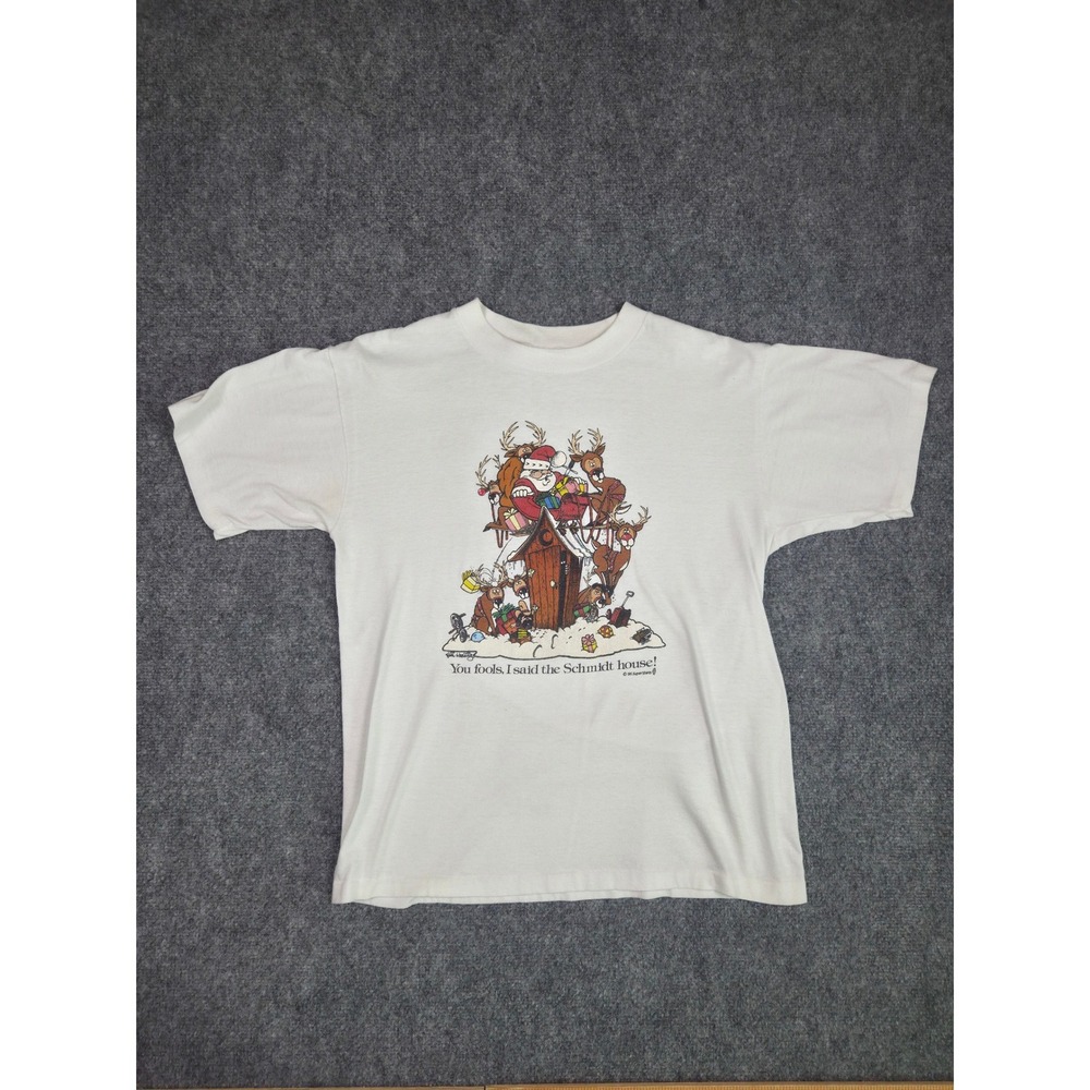Vintage 1986 Super Shirts Schmidt House Santa Outhouse Tee Single Stitch USA M
